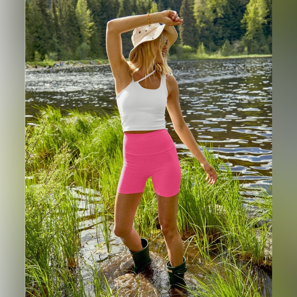 Beyond Yoga Spacedye Keep Pace Biker Short- Size Small 🎀 Pink Hype Heather